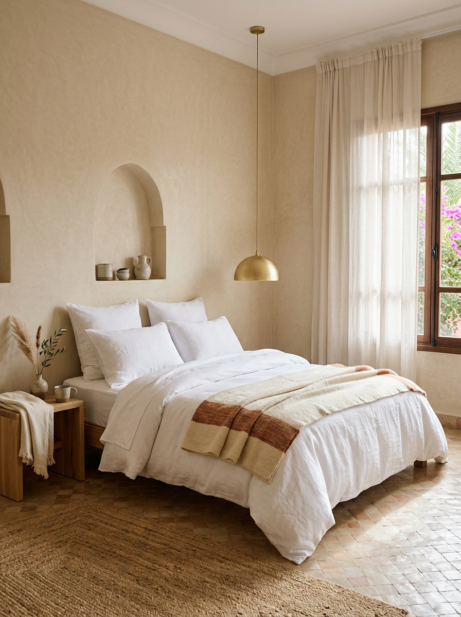 Chambre épurée d'un logement géré par Par Ici Kénitra